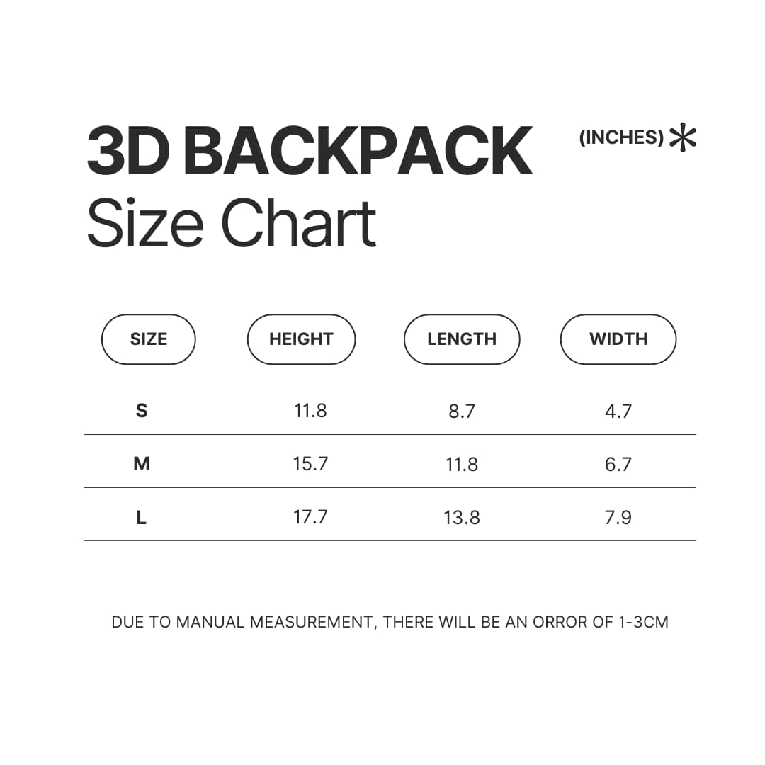 3D Backpack Size Chart - Bersek UK Shop