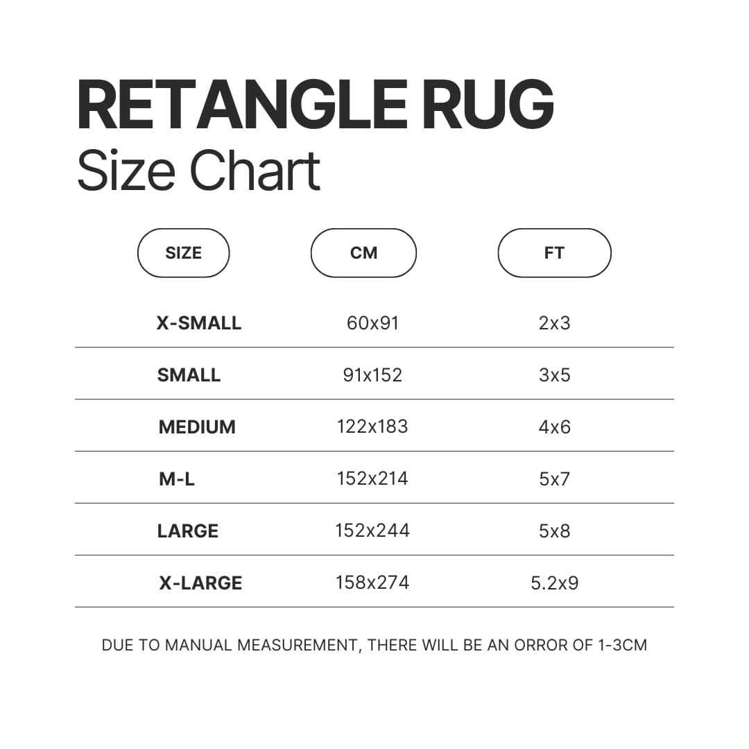 Retangle Rug Size Chart - Bersek UK Shop
