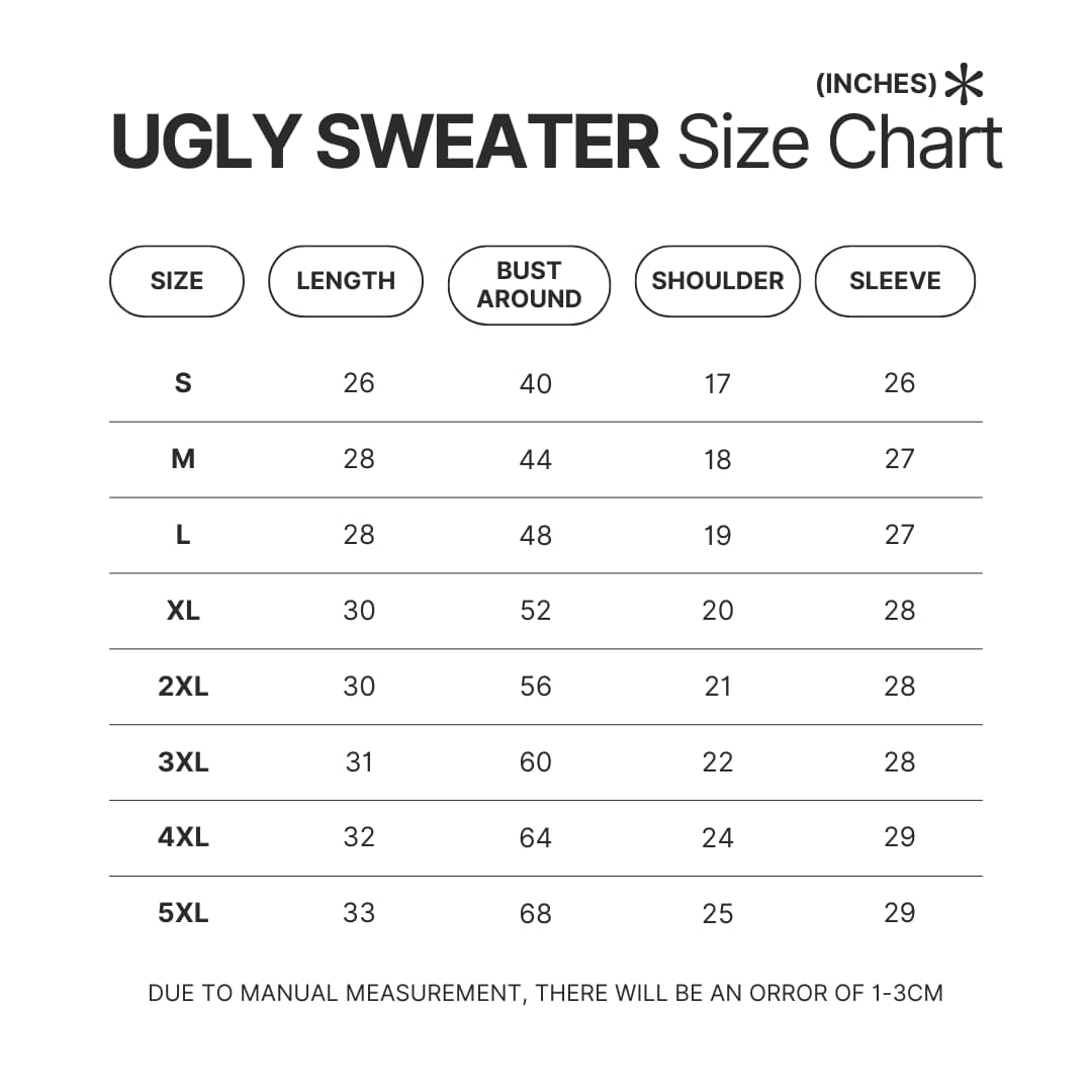 Ugly Sweater Size Chart - Bersek UK Shop