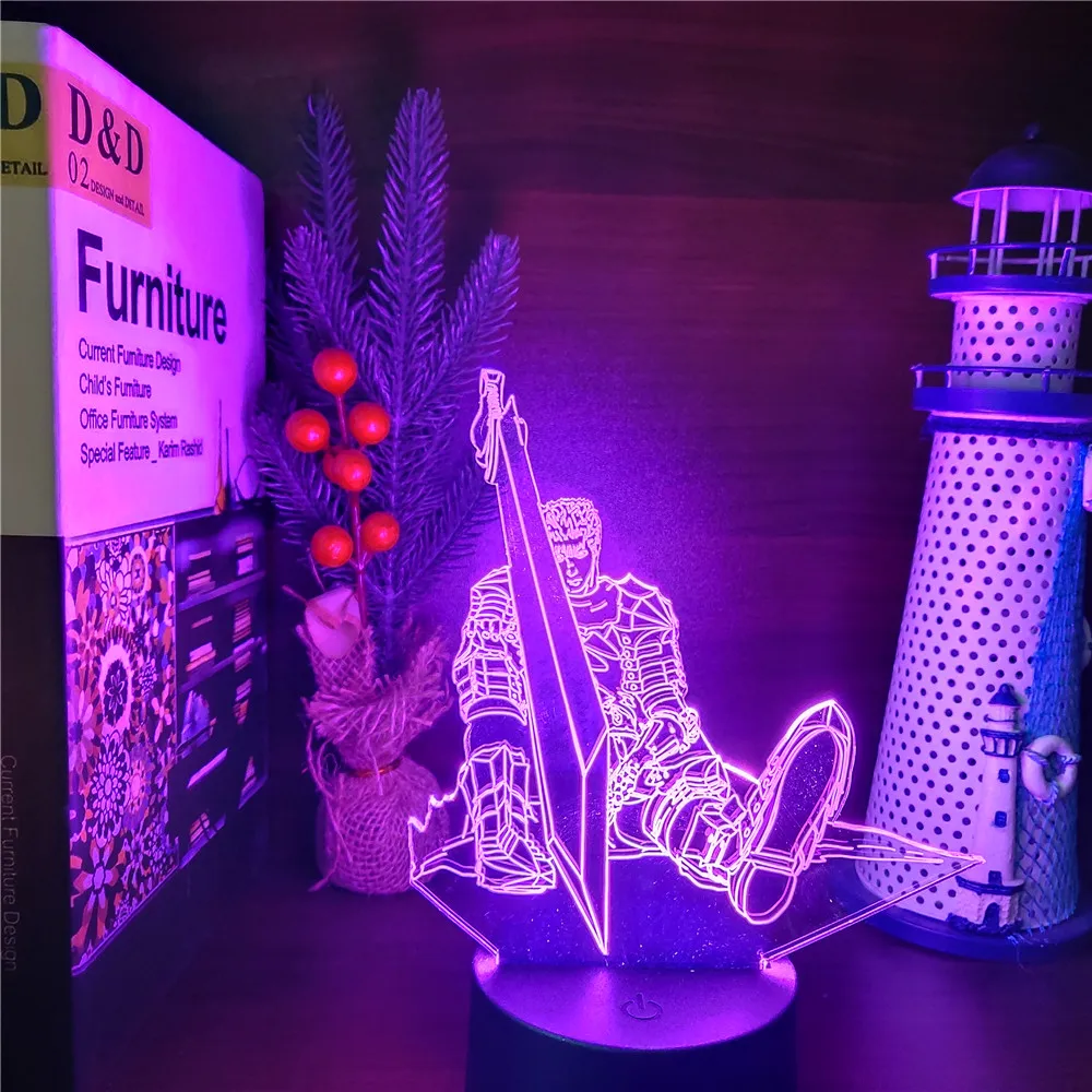 New Berserk Guts Acrylic Bedroom Decor Led Lamp