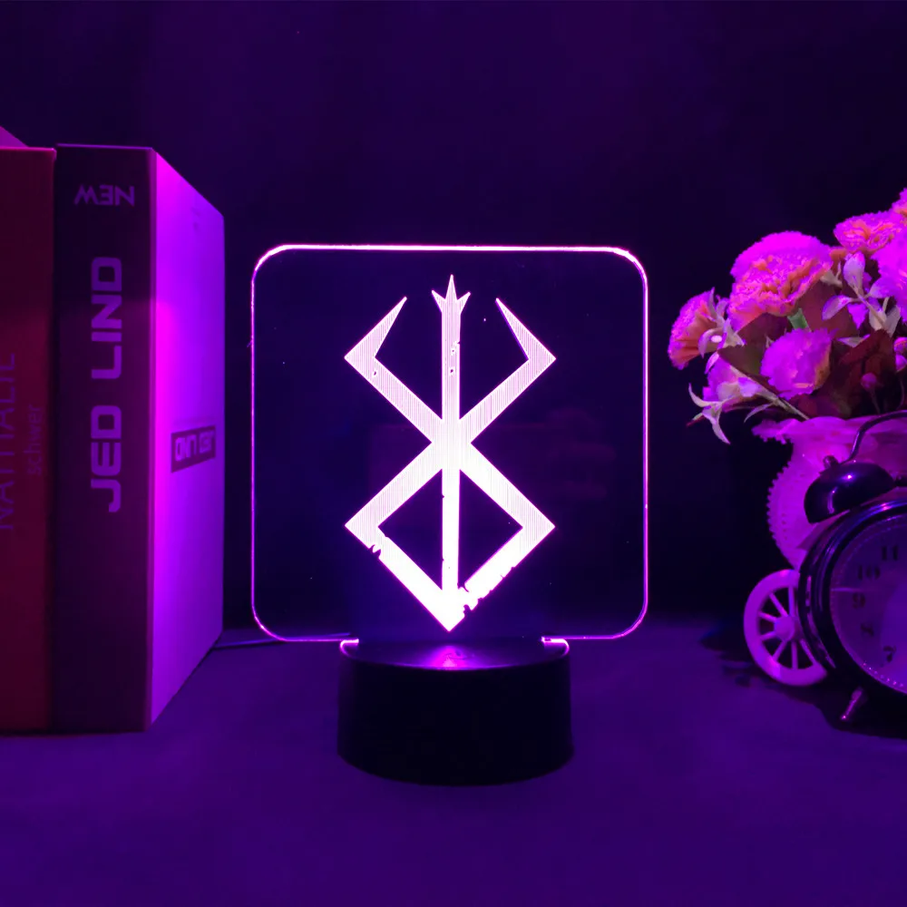 Berserk Logo Acrylic Stand for Bedroom Decor Led Lamp