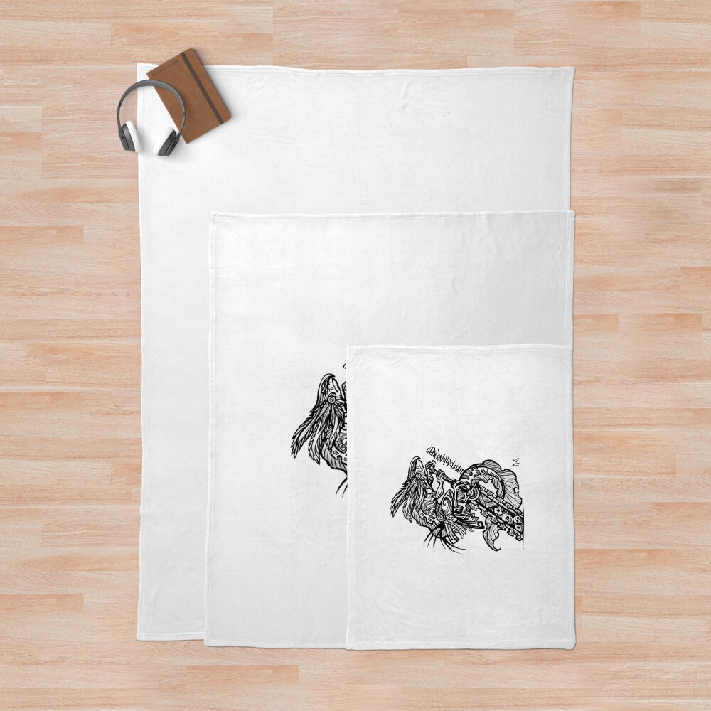 Black Berserk Axolotl Warrior Throw Blanket - Image 3