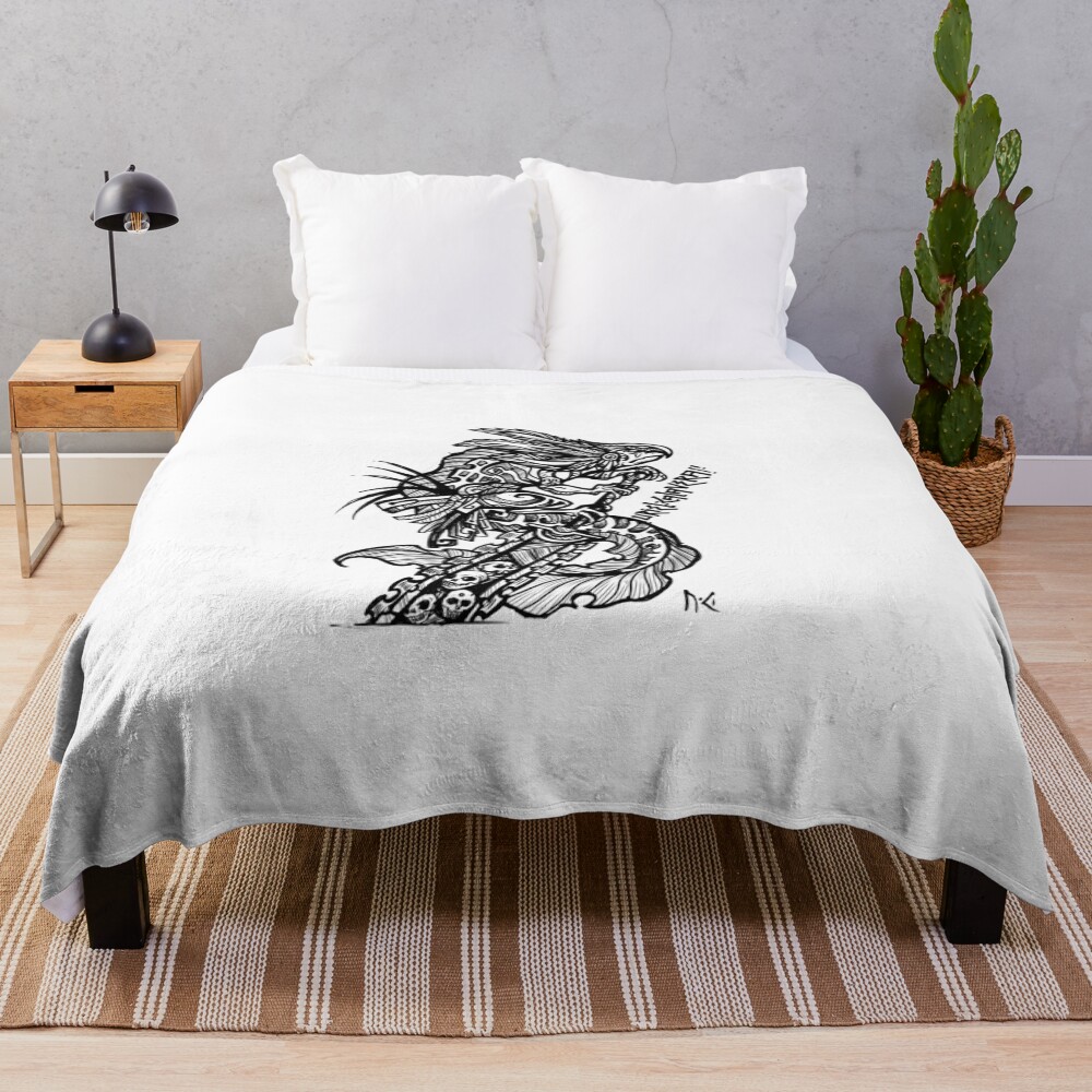 Black Berserk Axolotl Warrior Throw Blanket