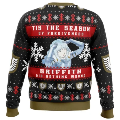 Griffith Did Nothing Wrong Berserk Ugly Christmas Sweater BACK mockup - Bersek UK Shop