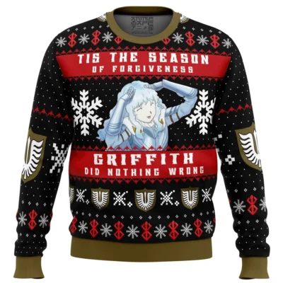 Griffith Did Nothing Wrong Berserk Ugly Christmas Sweater FRONT mockup - Bersek UK Shop