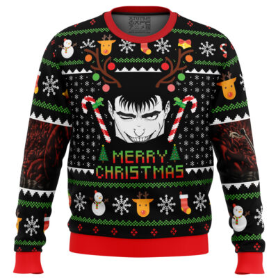 Guts Santa Claus Berzerk men sweatshirt FRONT mockup - Bersek UK Shop